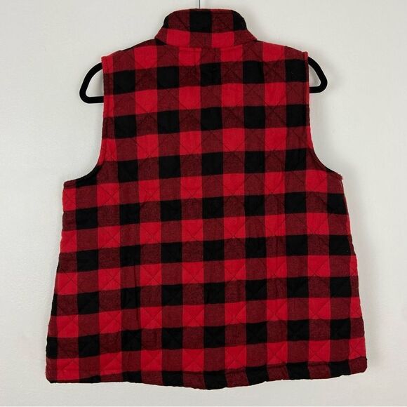Women's Black Red Buffalo Check Vest Holidays Christmas Cabin Checkered Medium - Picture 2 of 14